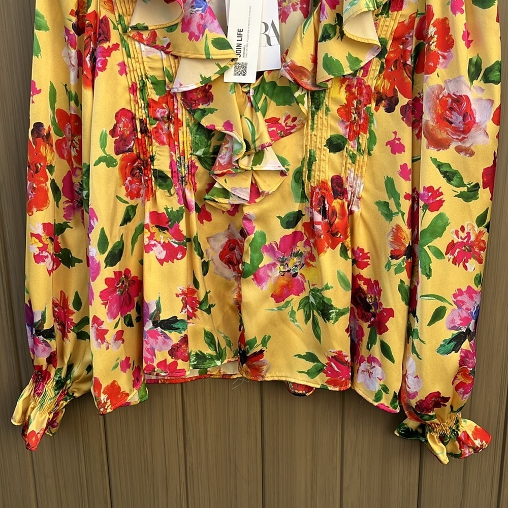 Zara Multicolored Ruffled Blouse with Sailor Collar - Picture 7 of 16
